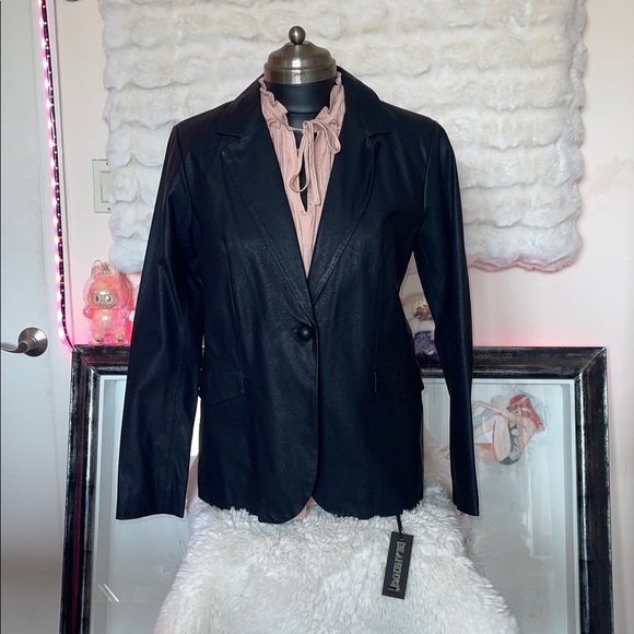 Blank NYC Black faux leather  and peach pink jones New York blouse bundle of 2 - Picture 3 of 12